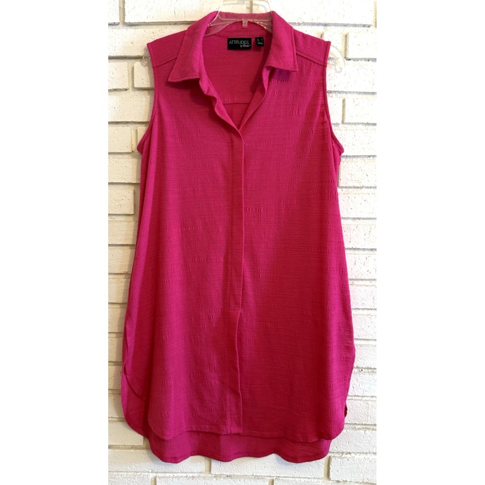 Attitudes by Renee Sleeveless Long‎ Tunic Top Pink Size Medium